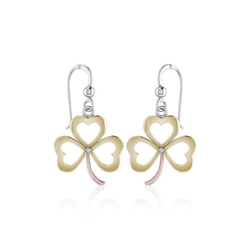 Celtic Shamrock Three Tone Earrings OTE868 - Jewelry